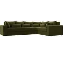 Угловой диван Лига диванов Майами Long правый полностью микровельвет зеленый, подушки микровельвет ЗЕЛ/зел/зел 114857