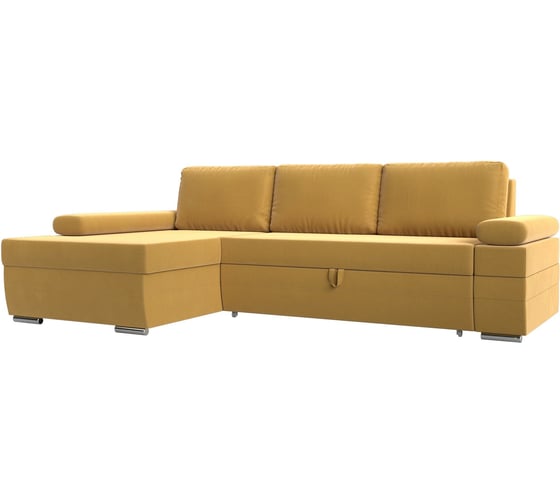 Угловой диван Лига диванов Канкун левый угол полностью микровельвет желтый 118212L 1