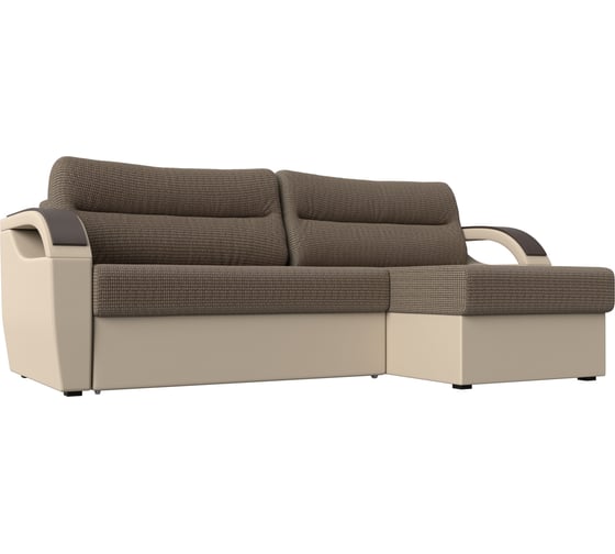 Угловой диван Лига диванов Форсайт правый основа рогожка Корфу 03, компаньон экокожа бежевая 111601 1