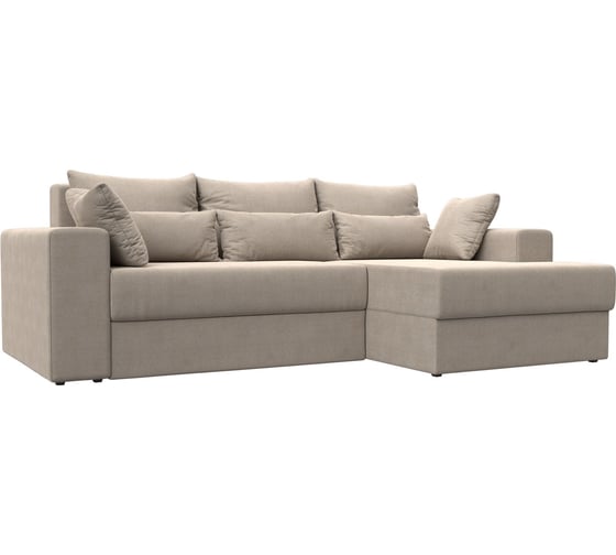 Угловой диван Лига диванов Майами правый полностью рогожка бежевая, подушки рогожка БЕЖ/беж/беж 114926 1