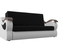 Прямой диван Лига диванов Меркурий 140 основа микровельвет черный, компаньон экокожа белая 106364