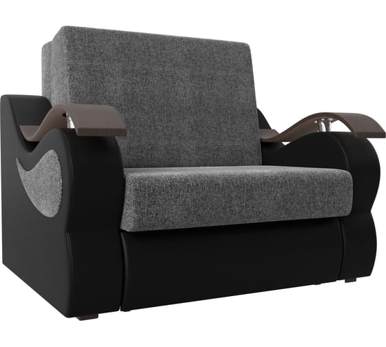 Прямой диван Лига диванов Меркурий 120 основа рогожка серая, компаньон экокожа черная 106344 1