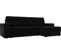 Угловой диван Лига диванов Эмир БС правый полностью микровельвет черный 110435