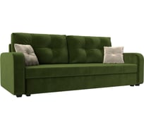 Прямой диван Лига диванов Ливерпуль Лайт полностью микровельвет зеленый, подушки микровельвет ЗЕЛ/беж 117195