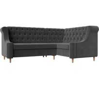 Угловой диван Лига диванов Бронкс угол правый полностью велюр серый 110366