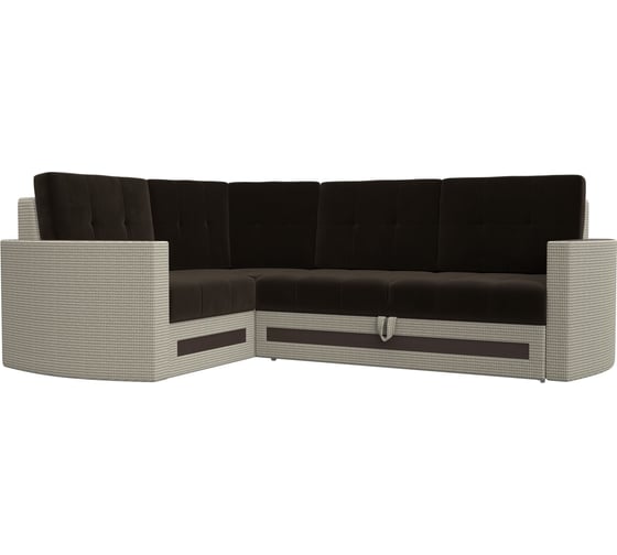 Угловой диван Лига диванов Белла левый основа микровельвет коричневый, компаньон рогожка корфу 02 117649L 1