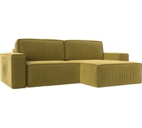 Угловой диван Лига диванов Прага классик правый угол полностью Микровельвет Желтый 116773