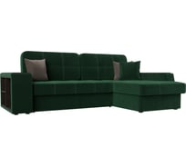 Угловой диван Лига диванов Брюссель правый полностью велюр зеленый 110650