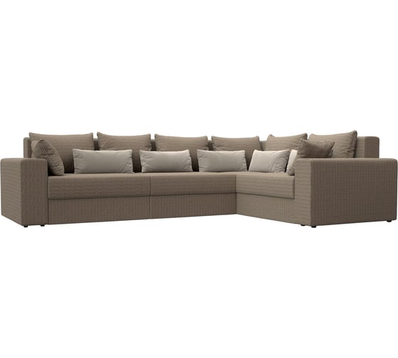 Угловой диван Лига диванов Майами Long правый полностью рогожка Корфу 03, подушки рогожка К-03/микровельвет беж/рогожка К-03 114879 1