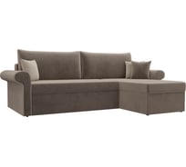 Угловой диван Лига диванов Милфорд угол правый полностью велюр коричневый, кант велюр бежевый, подушки велюр КОР/беж/кор 117521