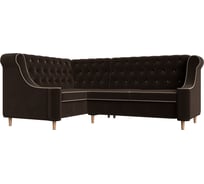 Угловой диван Лига диванов Бронкс угол левый полностью микровельвет коричневый, кант микровельвет бежевый 104577L