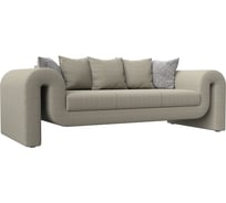 Прямой диван Лига диванов Волна полностью рогожка корфу 02, подушки 3 рогожка корфу 02, 2 велюр серый с узором 115635