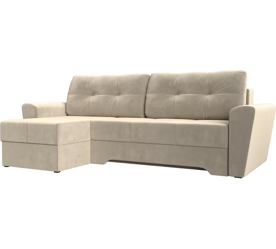 Угловой диван Лига диванов Амстердам левый полностью микровельвет бежевый 27872L 1