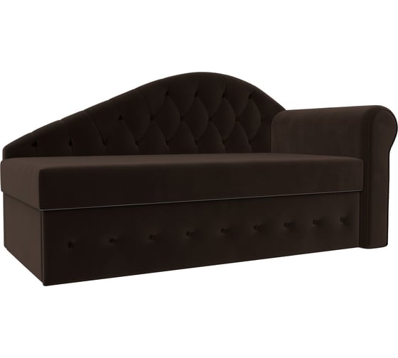 Тахта Лига диванов Джулия правый полностью микровельвет коричневый 106241 1