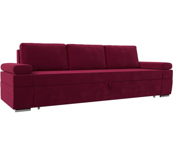 Прямой диван Лига диванов Канкун полностью микровельвет бордовый 118268 1