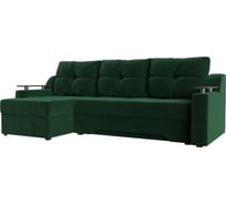 Угловой диван Лига диванов Сенатор левый полностью велюр зеленый 102705L