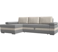 Угловой диван Лига диванов Канкун левый угол основа рогожка серая, вставка рогожка бежевая, подушки рогожка бежевая 118237L