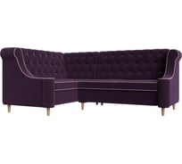 Угловой диван Лига диванов Бронкс угол левый полностью велюр фиолетовый, кант велюр бежевый 104573L