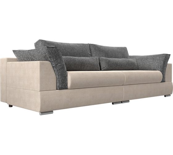 Прямой диван Лига диванов Пекин основа рогожка бежевая, компаньон рогожка серая 118157 1