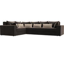 Угловой диван Лига диванов Майами Long левый полностью велюр коричневый, подушки велюр КОР/беж/кор 114882L