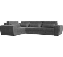 Угловой диван Лига диванов Лига-008 Long левый полностью рогожка серая 118803L