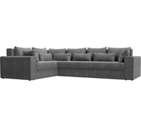 Угловой диван Лига диванов Майами Long левый полностью рогожка серая, подушки СЕР/сер/сер 114852L