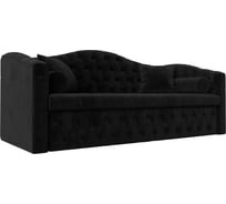 Прямой диван Лига диванов Мечта полностью велюр черный 112856