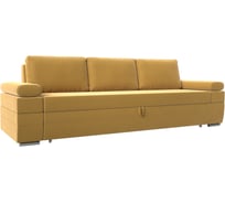 Прямой диван Лига диванов Канкун полностью микровельвет желтый 118270