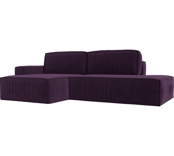 Угловой диван Лига диванов Прага модерн левый угол полностью Велюр Фиолетовый 116745L 1