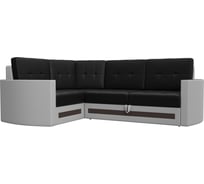 Угловой диван Лига диванов Белла левый основа экокожа черная, компаньон экокожа белая 117664L