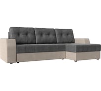 Угловой диван Лига диванов Эмир БС правый основа рогожка серая, компаньон рогожка бежевая 110408