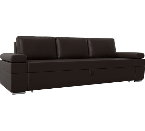 Прямой диван Лига диванов Канкун полностью экокожа коричневая 118303 1