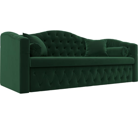 Прямой диван Лига диванов Мечта полностью велюр зеленый 112852