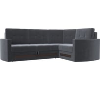 Угловой диван Лига диванов Белла правый полностью велюр серый 117619