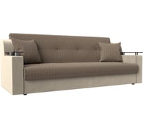 Прямой диван Лига диванов книжка Сенатор основа рогожка Корфу 03, компаньон микровельвет бежевый 110130