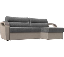 Угловой диван Лига диванов Форсайт правый основа рогожка серая, компаньон рогожка бежевая 111606