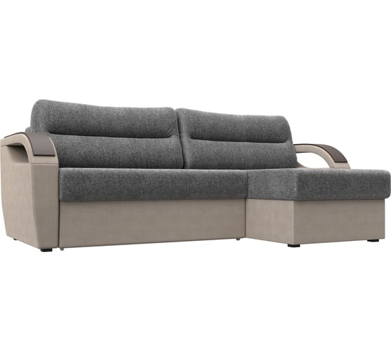 Угловой диван Лига диванов Форсайт правый основа рогожка серая, компаньон рогожка бежевая 111606 1