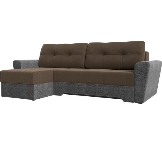 Угловой диван Лига диванов Амстердам левый основа рогожка коричневая, компаньон рогожка серая 35185L 1