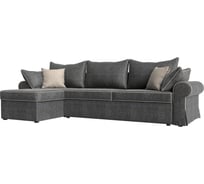 Угловой диван Лига диванов Элис левый полностью рогожка серая, кант рогожка бежевая, подушки рогожка СЕР/сер/беж 110278L