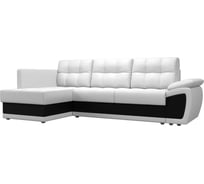 Угловой диван Лига диванов Нэстор прайм левый угол основа экокожа белая, вставка экокожа черная 103115L