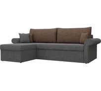 Угловой диван Лига диванов Милфорд угол левый полностью рогожка серая, кант рогожка коричневая, подушки рогожка СЕР/кор/сер 29057L