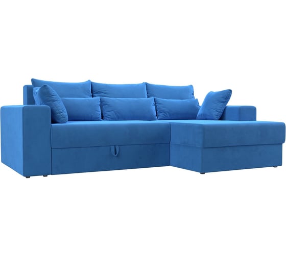 Угловой диван Лига диванов Майами правый основа велюр голубой, подушки велюр ГОЛ/гол/гол 114914 1
