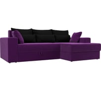 Угловой диван Лига диванов Майами правый основа микровельвет фиолетовый, подушки микровельвет ЧЕРН/черн/фио 114895