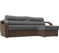 Угловой диван Лига диванов Форсайт правый основа рогожка серая, компаньон рогожка коричневая 111607