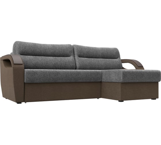 Угловой диван Лига диванов Форсайт правый основа рогожка серая, компаньон рогожка коричневая 111607 1