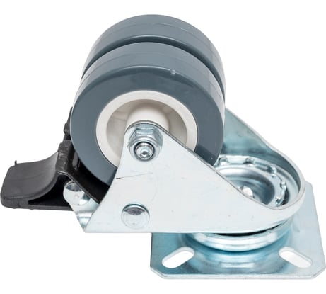 Аппаратное поворотное колесо Tech-Krep двойное, п/п обод, полиуретан, подшип. скольжения, площадка, D50, с торм. - пакет 148515