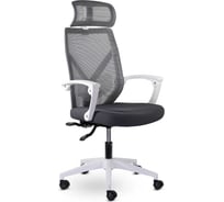 Кресло UTFC астон м-711 с подголовником, белый пластик (темно-серый) КИАстон02