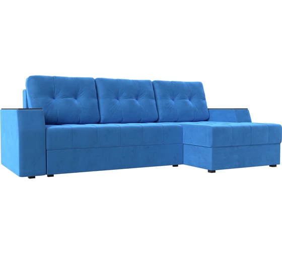 Угловой диван Эмир БС правый полностью велюр голубой Лига диванов 110448 1