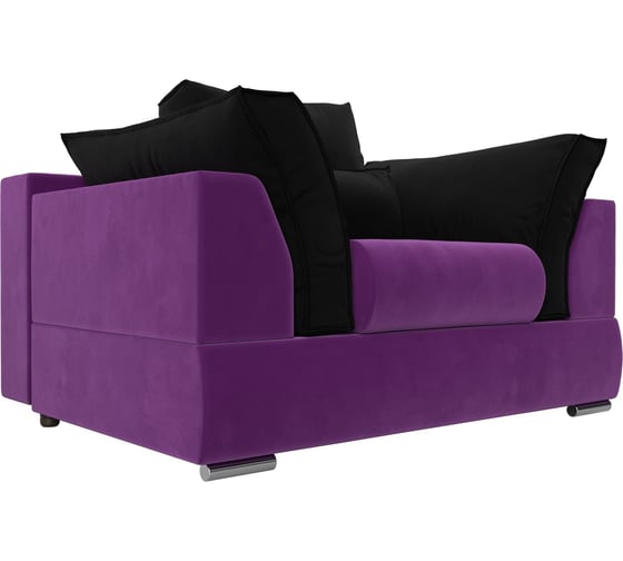 Кресло Пекин основа микровельвет фиолетовый, подушки микровельвет черный Лига диванов 116029 1