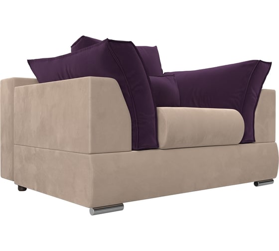 Кресло Пекин основа велюр бежевый, подушки велюр фиолетовый Лига диванов 116009 1